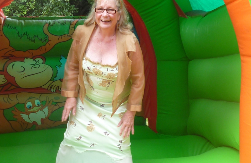 Linda on boucy castle!