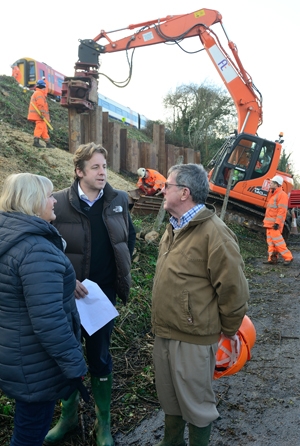 Marcus Fysh with David Welch and emergency staff of Network Rail